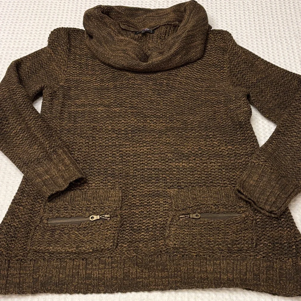 Cozy Brown Cowl Neck Women's Sweater Size Large